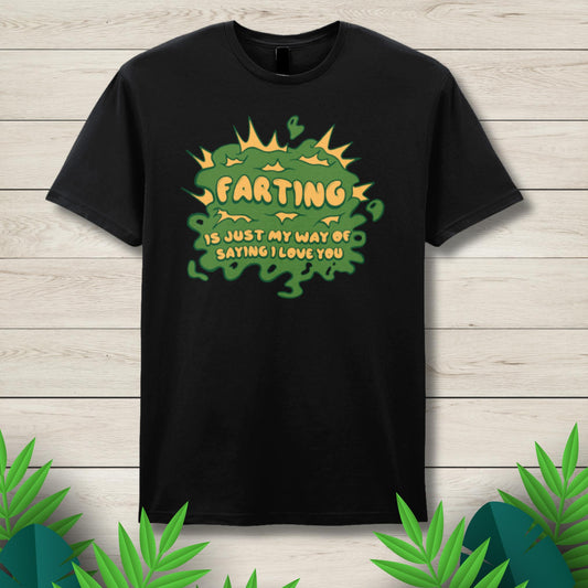 farting black graphic tee