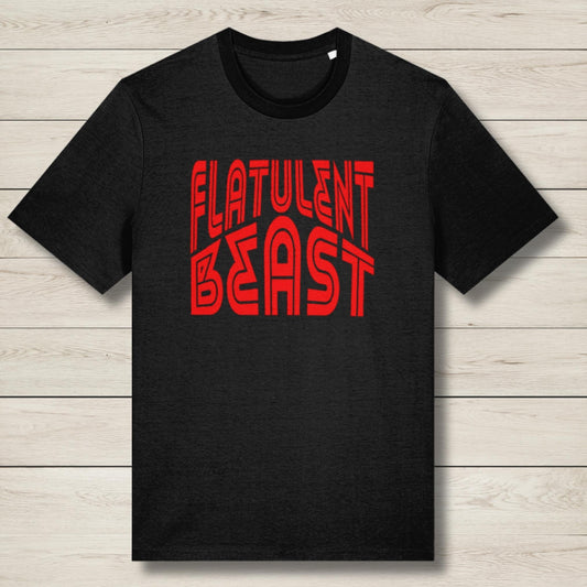 flatulent beast red on black prem graphic tee