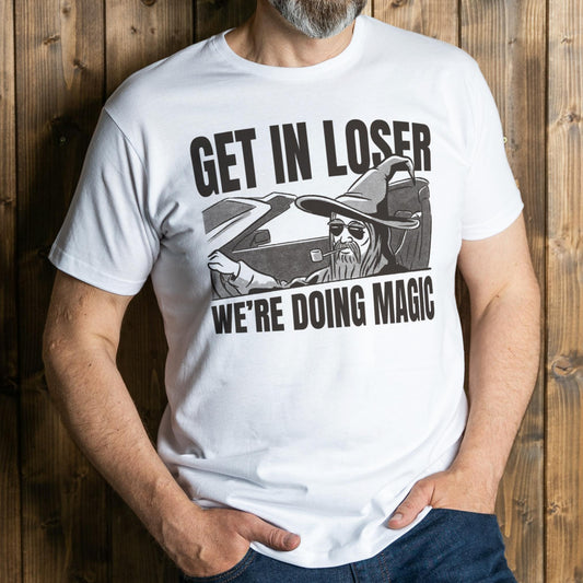 mean wearing get in loser graphic tee
