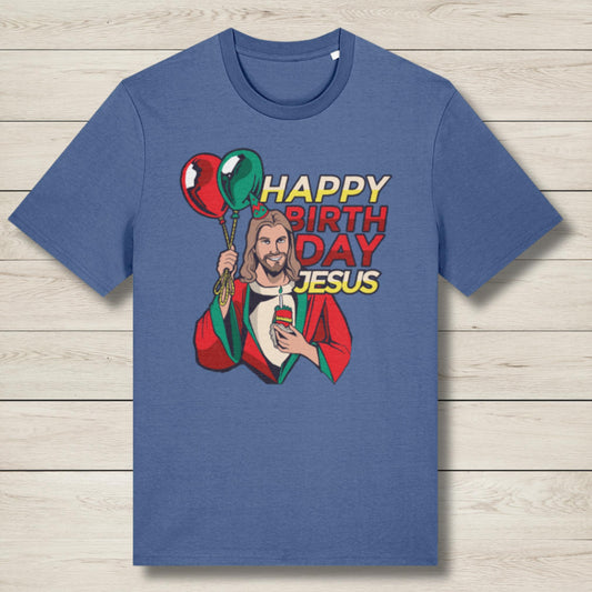 birthday jesus blue t shirt