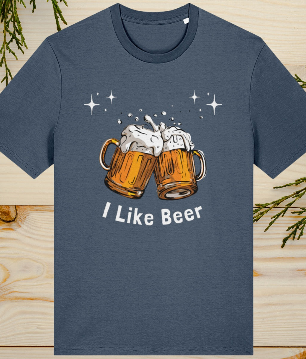 i like beer graphic mens dark blue heather t shirt