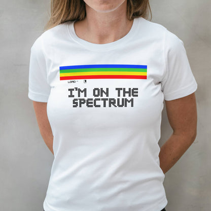 woman wearing i'm on the spectrum graphic tee