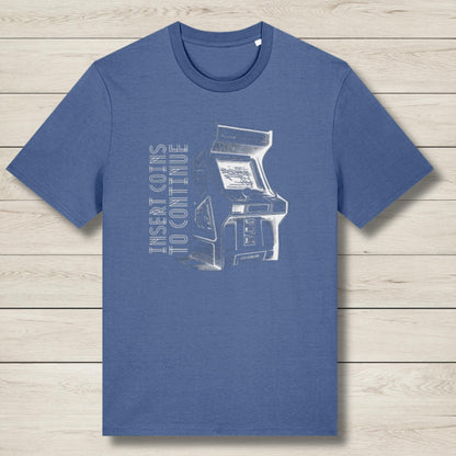 insert coins to continue blue graphic tee premium