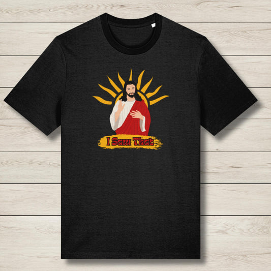 i saw that jesus premium graphic tee