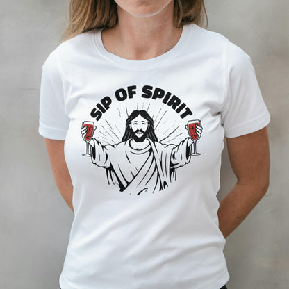 woman weaing jesus drink t shirt