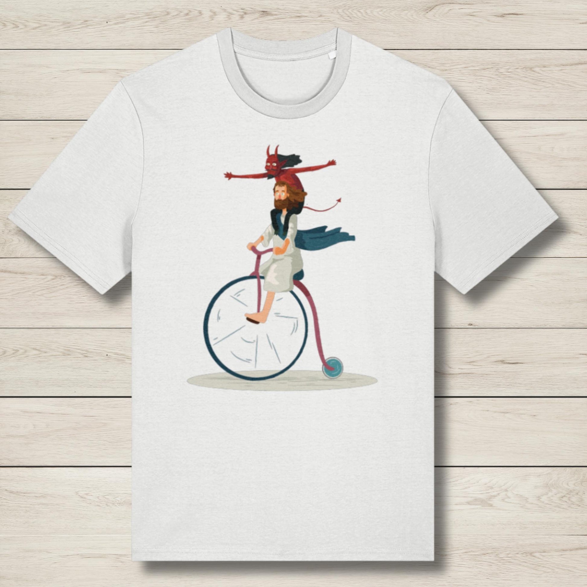 jesus unicycle premium white t shirt