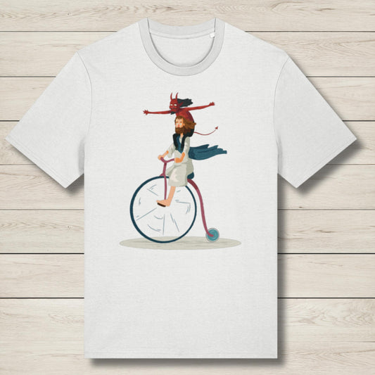 jesus unicycle premium white t shirt