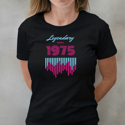 woman wearing legendary since 1975 graphic tee