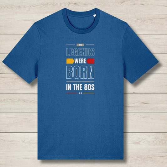 legends were born in the 80s premium graphic tee blue
