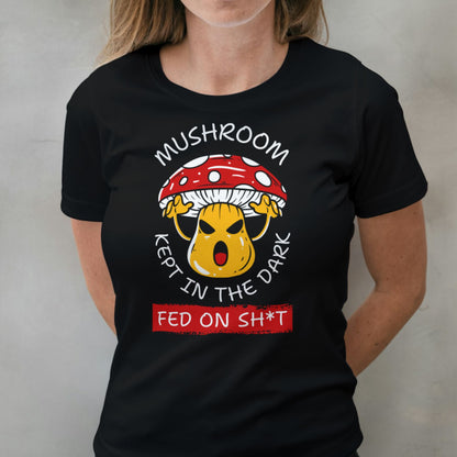 woman wearing kept in the dark graphic tee