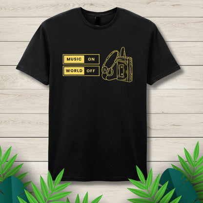 Music On World Off Walkman Retro Unisex T Shirt