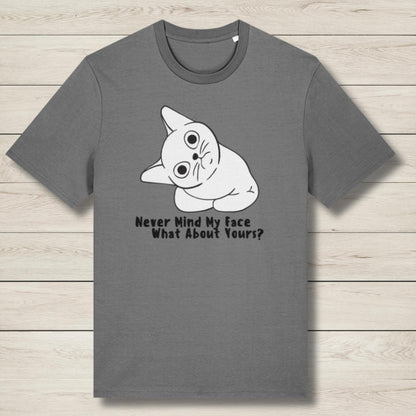 never mind min face gray premium graphic tee
