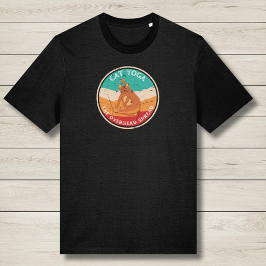 cat yoga overhead spread premium graphic tee