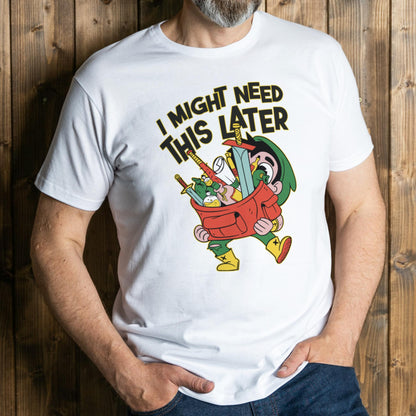 man wearing over encumbered graphic tee