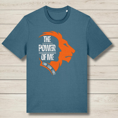 power of me lion face premium graphic tee blue