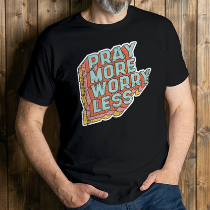man wearing pray more t shirt