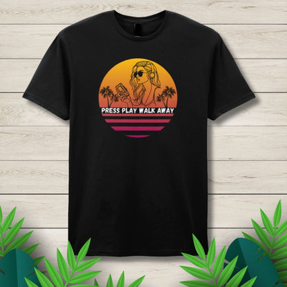 Press Play Walk Away Retro 80s 90s Unisex T Shirt
