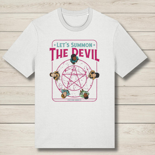 premium white summon the devil tshirt