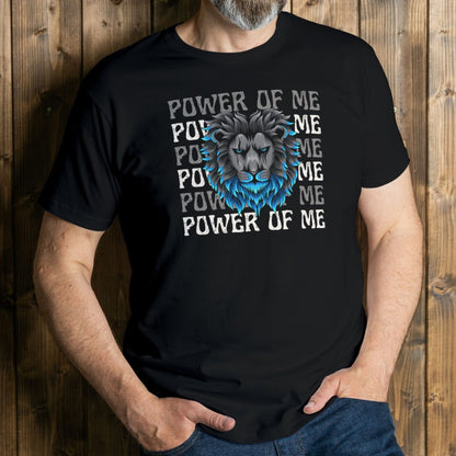 man wearing power of me graphic tee