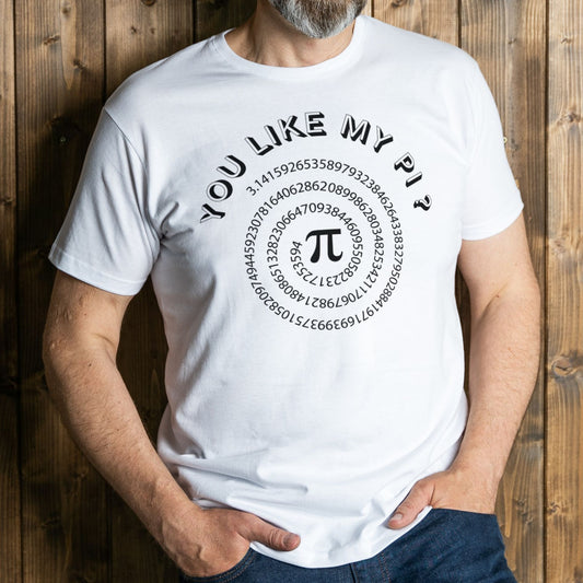 man wearing you like my pi graphic tee